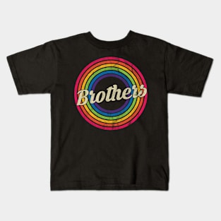 Brothers - Retro Rainbow Faded-Style Kids T-Shirt